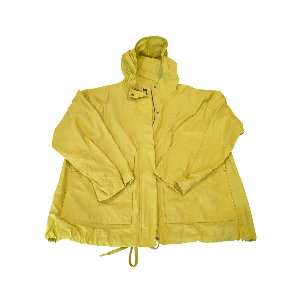 Eileen Fisher Yellow Windbreaker Jacket  Hooded Organic Cotton Nylon Large - Picture 4 of 11